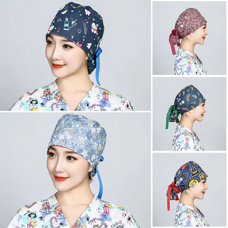 Topi Bedah Cetak Katun Scrub D - Hair Care Hospital ulasan dan harga